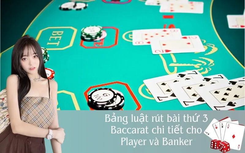 Bảng luật rút bài thứ 3 Baccarat chi tiết cho Player và Banker